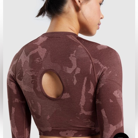 gymshark adapt camo seamless long sleeve crop top medium - Picture 6 of 11